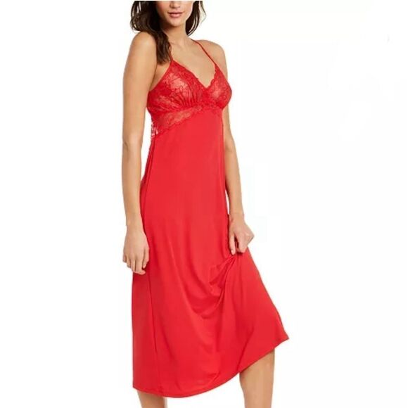 Lace Long Nightgown Red Large - Picture 1 of 5